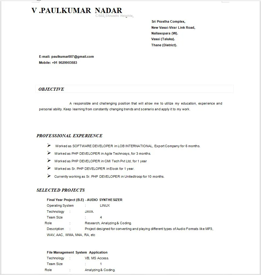 Download mẫu CV tiếng Anh bản word đẹp và chuẩn form