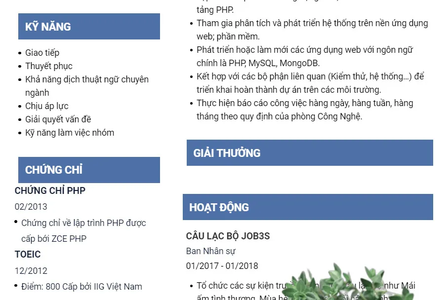 Top mẫu CV cho người có kinh nghiệm chuẩn & chuyên nghiệp